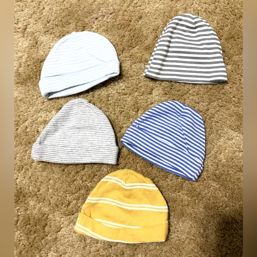 Set of 5 Striped Newborn Hats